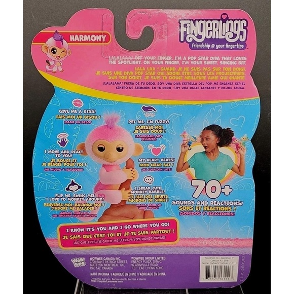 Fingerlings Interactive Baby Monkey Harmony Pink - Picture 4 of 4
